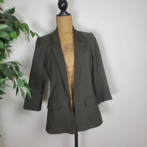 NEW LOFT Women's Petite Olive Green Blazer Size 4P Open Front